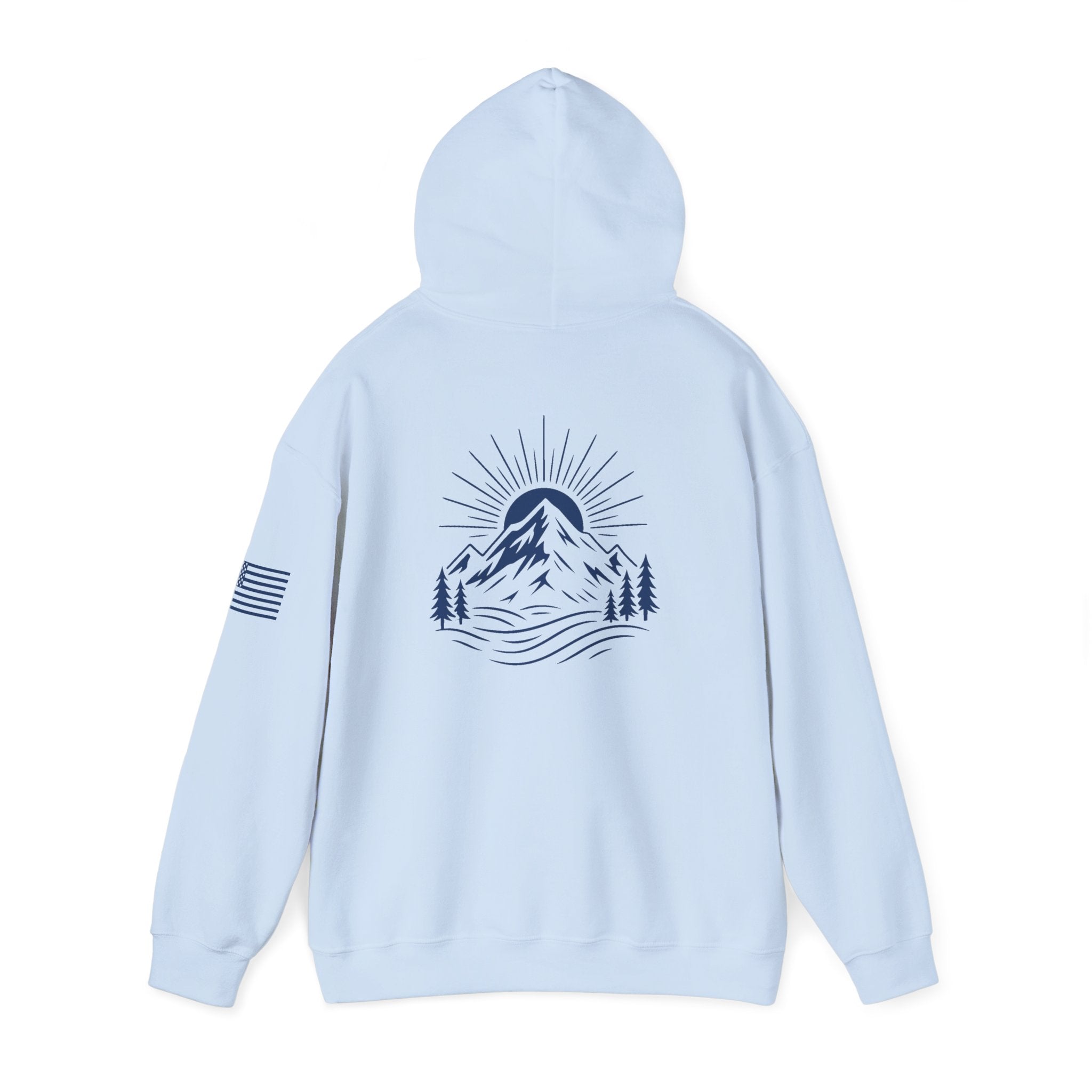 ELEV8 PEAK MOUNTAIN DESIGN HOODIE NAVY LOGO