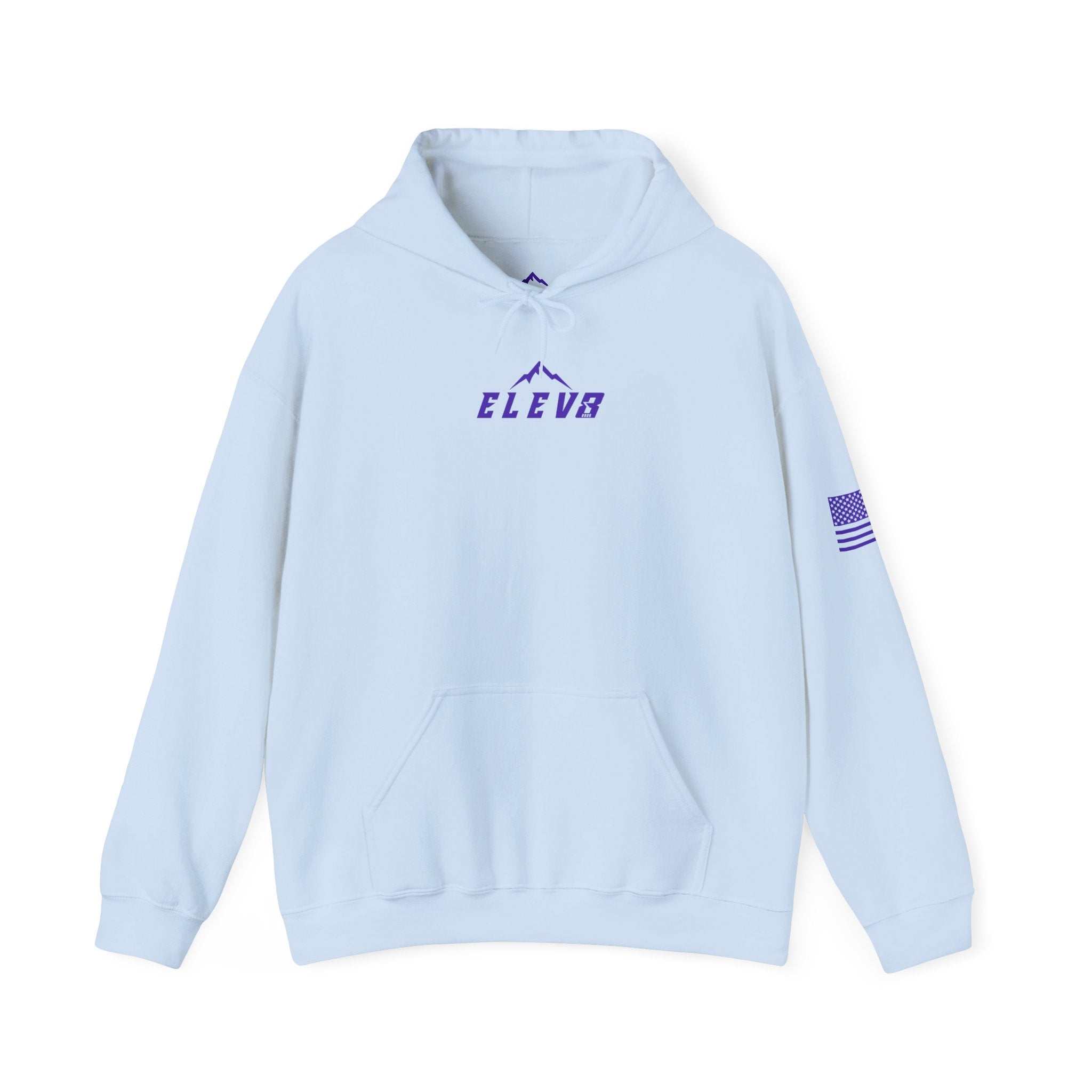 ELEV8 PEAK MOUNTAIN DESIGN HOODIE PURPLE LOGO