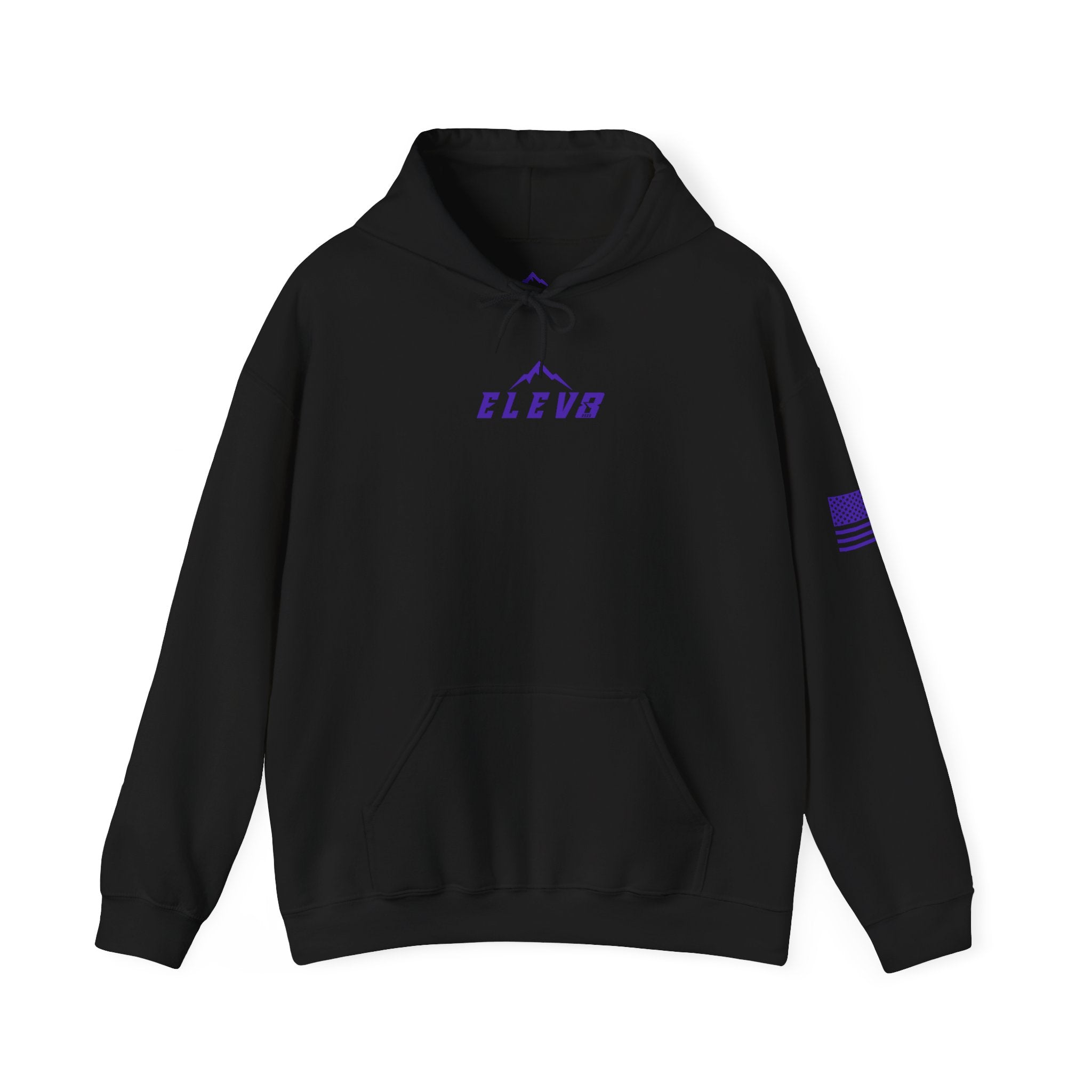 ELEV8 PEAK MOUNTAIN DESIGN HOODIE PURPLE LOGO