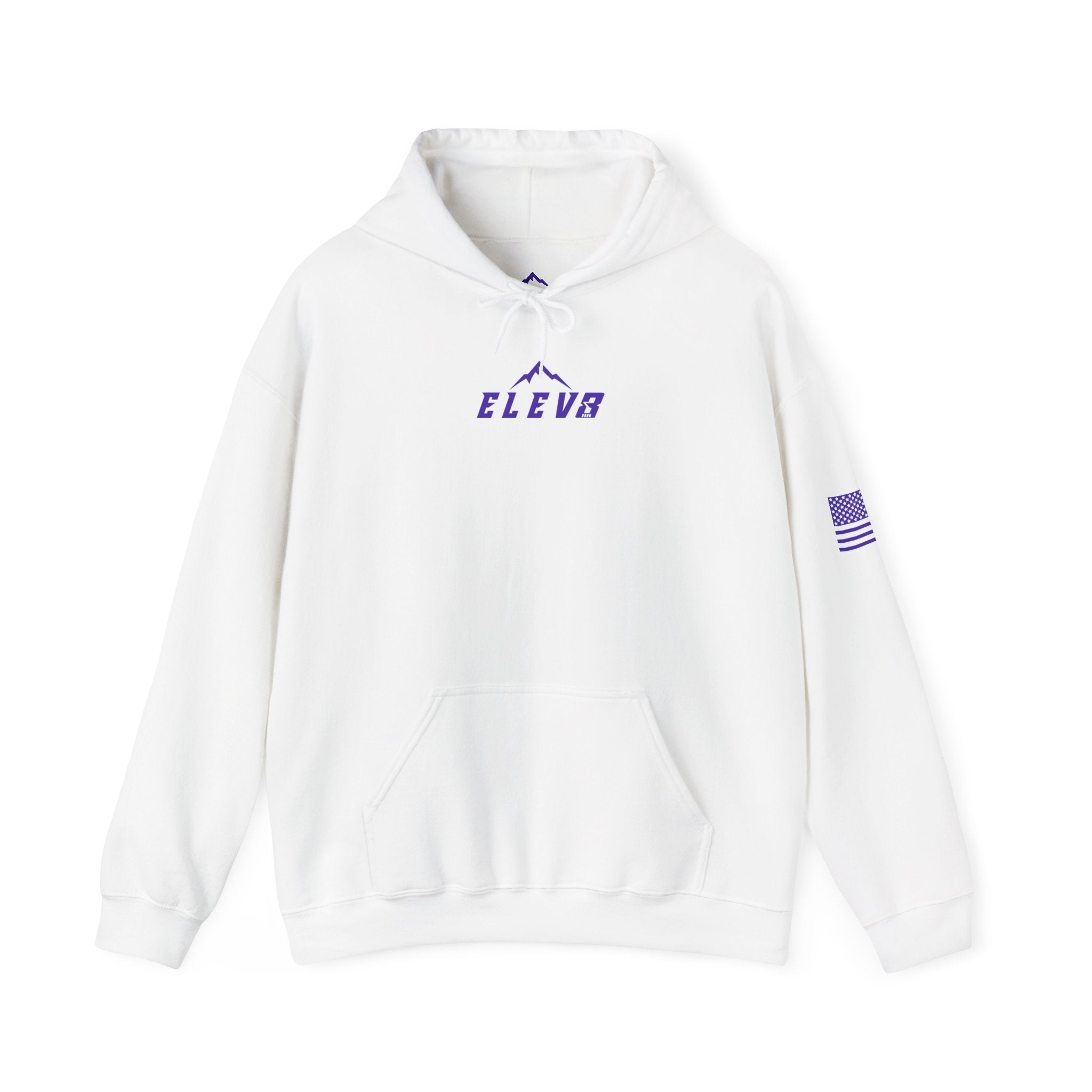 ELEV8 PEAK MOUNTAIN DESIGN HOODIE PURPLE LOGO