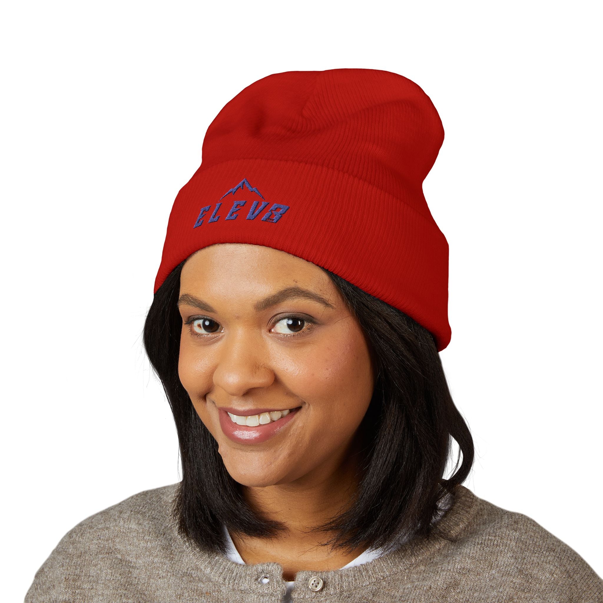 ELEV8 PEAK BEANIE NAVY STITCH